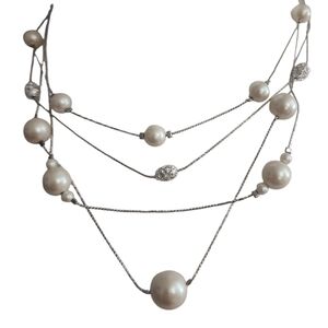 Liz & Co. Faux Pearl and Silvertone Multi Strand Necklace